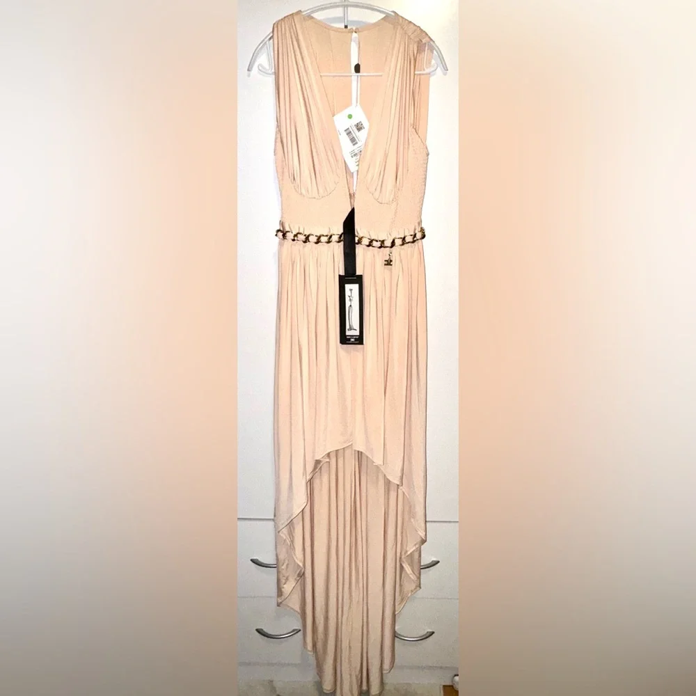 NWT ELISABETTA FRANCHI LIGHT PINK HIGH LOW DRESS SIZE 46 NA264